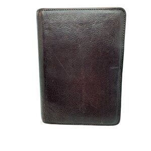 Franklin Quest Vtg Maroon Brown Full Grain Nappa Leather 6 Ring Zipper Binder 7"